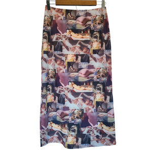 Omighty Artsy Statement Piece Printed Midi Skirt Size Small NWT